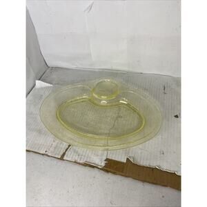 Vintage Hazel Atlas Florentine Depression Yellow Glass Gravy Serving Tray Only